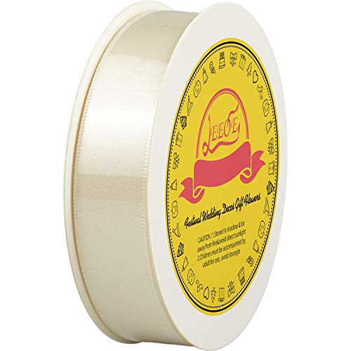 Image of Double Face Ivory /Antique White Satin Ribbon 7 /8 inch X 25 Yards Polyester Ivory Ribbon for Gift Wrapping Very Suitable for Weddings Party Invitation Decorations and More