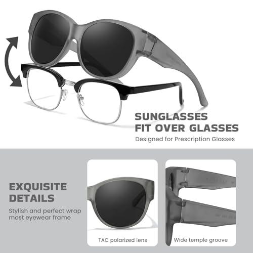 Image of Xfeel Polarized Over Glasses Sunglasses for Women Fitover Sun Glasses | Sunglasses that Fit Over Glasses, UV400 Protection, Outdoor Driving Shades, Over Reading /Prescription Glasses Sunglasses