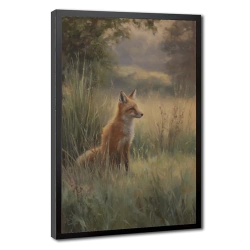 Impression sur toile de renard roux 40x61 cm décoration murale rurale