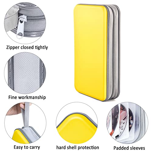Bivisen 80 Capacity Cd/Dvd Case Storage Holder Binder Organizer Portable Zipper Hard Plastic Cd/Dvd Cases Organizer Wallet Book For Car Home Travel (Yellow) #TOP1