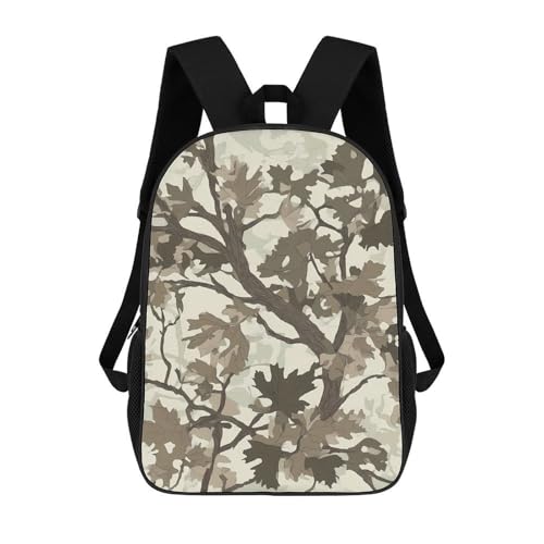 Camouflage Hunting Tree Travel Backpack 17 Inch Casual Daypack Shoulder Bag with Adjustable Shoulder Straps