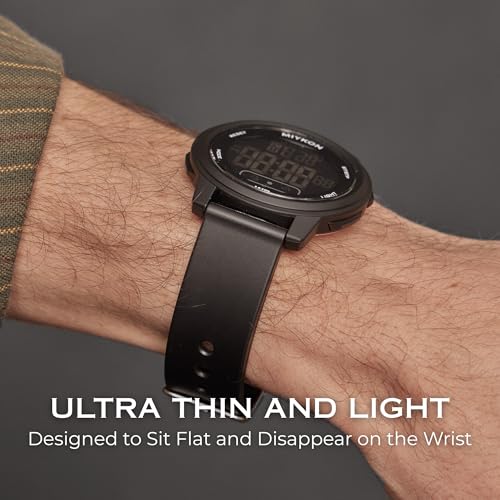 Image of Miykon Ultra-Thin Digital Watch for Men - Minimalist Waterproof Sports Watch with Large Easy to Read Display - Shockproof Resin, Super Illuminator, Stopwatch & Timer, Alarm, Dual Time, 24hr Military Time