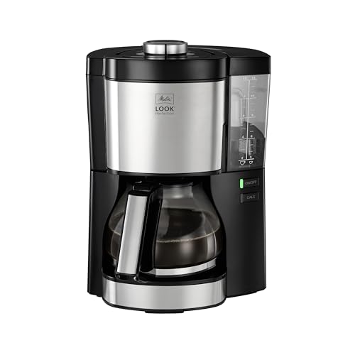 Melitta, Cafetière Filtre LOOK V Perfection 1,25L Noir, Cafetière Programmable, Fonction AromaSelector, Fonction Maintien au Chaud, Porte-filtres 1x4, 10 Tasses,1025-06,1080W