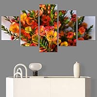 SIGNWIN 5 Panel Canvas Wall Art Modern Art Bohemian Bouquet Colorful Cool Floral Group Multicolor Photography Realism for Home Decorations Ready to Hang - 60