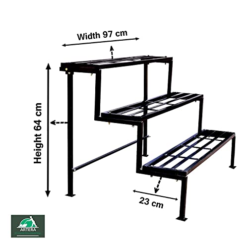ARTERA 3 Step Stand for Multiple Plants and Pots Stand || Gardening Stand, Indoor Outdoor Premium Strong Durable Flower Pot Stand || Gamla Stand || whether the stand is made of iron || set of 1