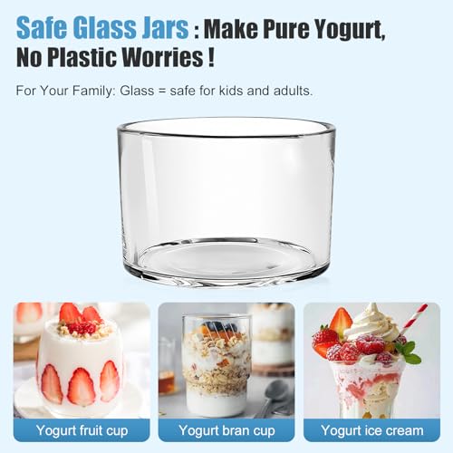 Image of Yogurt Maker, 1.37QT Automatic Greek Yogurt Machine with Glass Bowl | 4-in-1 Probiotic Curd Maker for Natto, Cheese, Rice Wine, 24H Timer, Constant Temperature Control, BPA-Free, 1.3L (White)