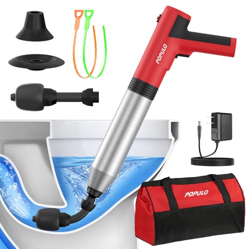POPULO Desatascador eléctrico de inodoro Swift de alta presión para baño, suelos, ducha, resistente, versátil, removedor de obstrucciones de inodoro