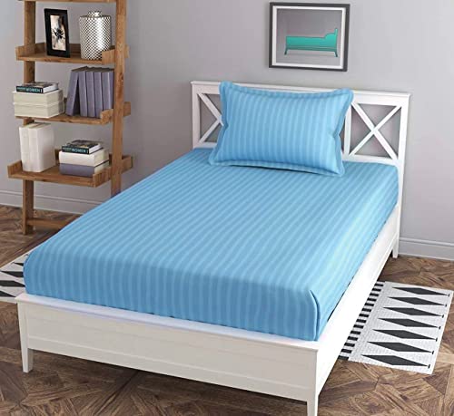 Image of Prime Collection 225 TC Cotton Blend Long Lasting Single Sized(90x60) Inch 1 Bedsheet with 1 Pillow Covers - Single Bedsheet for Hotel, Hospital and Home Use