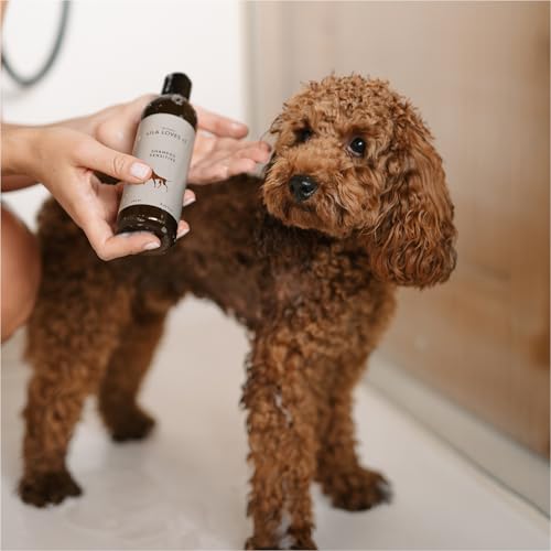 LILA LOVES IT Shampoo Sensitive für Hunde – Hundeshampoo mit Aloe Vera, Mandelöl, Ringelblume und Kamille, spendet Feuchtigkeit, wirkt beruhigend und rückfettend, 250 ml