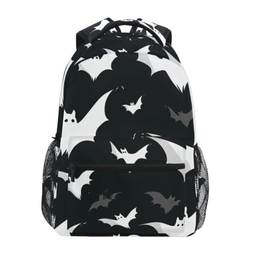 Sac à dos d'ordinateur chauves-souris noires pour voyage scolaire ados