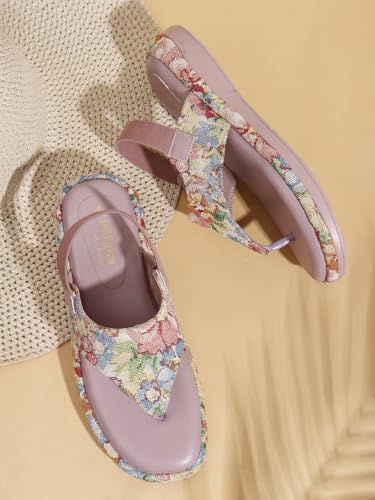 Image of SilverArrow womens Aloura Fashion Sandals|Floral Printed Platform Sandals|Casual Wear