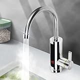 Durchlauferhitzer Wasserhahn, Elektrische Wasserhahn mit Durchlauferhitzer, 2 Aufsätze, Digitale LED-Temperaturanzeige, 360° Drehbarer, Smart Heater für Küche, Garten, Bad, Wohnwagen, Camping