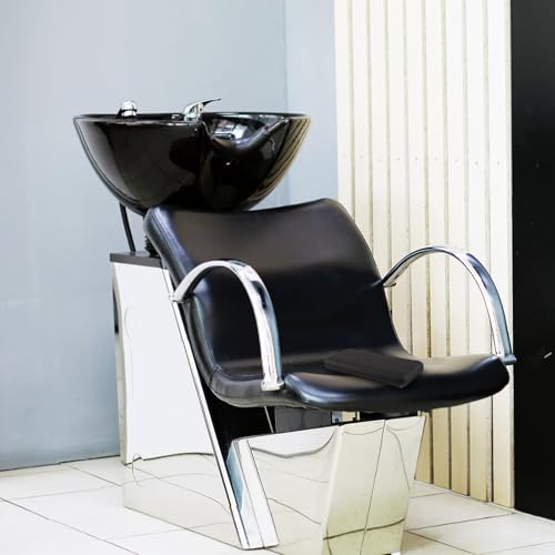 Coussin pour lavabo de coiffure noir et support cervical de poste de lavage - 6