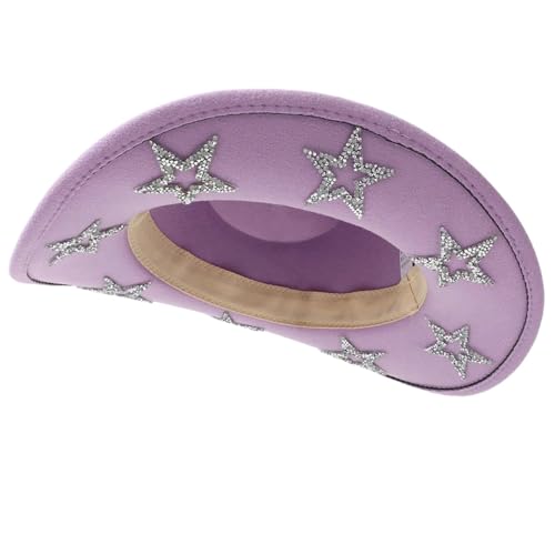Chapeau de cowgirl avec bord roulé rigide et étoile à cinq branches