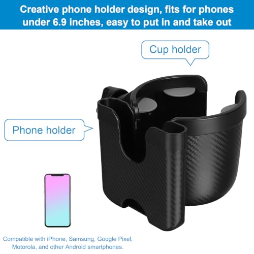 Image of Accmor Stroller Cup Holder with Phone Holder, Bike Cup Holder, Universal Cup Holder for Uppababy Nuna Strollers, 2-in-1 Drinks Holder for Walker, Wheelchair, Scooter