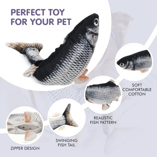 Kidology Floppy Fish Soft Toy for Dogs, Puppy Chew & Kicker - Moving Interactive Toy, USB-Chargeable, Indoor Playing, Exercising - Image 2