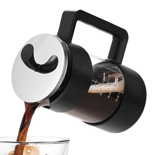 Caffettiera manuale da 963,9 g, caraffa in borosilicato, filtro a doppio schermo, portatile per campeggio, cucina o uso in viaggio, caffettiera riutilizzabile per una ricca estrazione