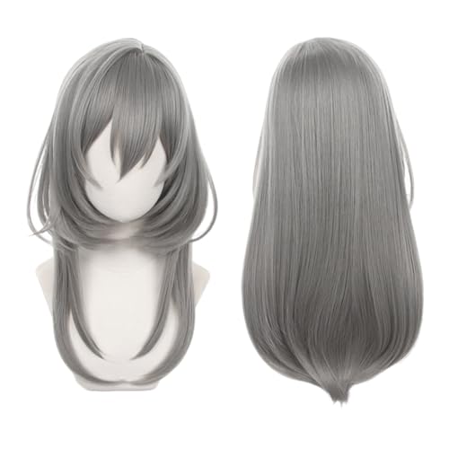 Image of Anime Grey Long Wigs Women Straight Hair with Bangs COS Adult Game F!Trailblazer Cosplay Wigs Halloween,Christmas,Comic con,Game Show,Party