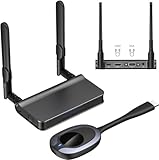 AantnaSR Wireless HDMI Transmitter and Receiver Kit - Plug & Play, Stable 2.4/5GHz Streaming to Monitor, Projector, HDTV - Ideal Wireless HDMI Extender for Laptop, PC, Camera, TV Box, Black