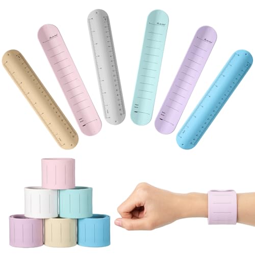 Clabby 6 Stück Silikon Slap Armbänder für Notizen Wiederverwendbar To Do List Bracelet Wasserdichtes Beschreibbare Wearable Löschbare Erinnerungsarmband für Krankenschwestern Studenten(Pastellfarbe)