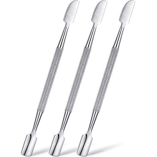 3 Pieces Cuticle Pusher Cutter Nail Polish Remover Tool Stainless Steel Cuticle Peeler Scraper Double-end Cuticle Remover Cuticle Pusher and Spoon Nail Cleaner for Fingernails Toenails (Silver)