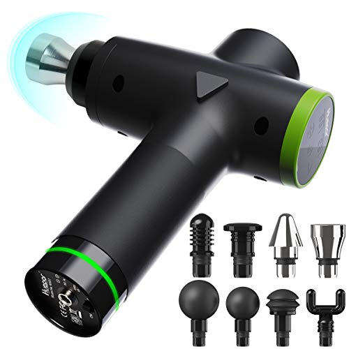 Huepar Massagegeweer, 20 snelheden Stil Ontspannend Borstelloze Percussie Spiermassagepistool met 8 koppen Professionele massage Deep Tissue Massager voor atleten-MG01