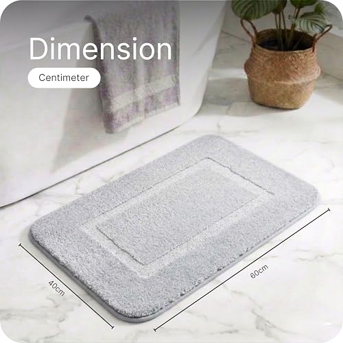 Image of Saral Home - Good Morning Mat, Soft, Anti-Skid, Washable, Water Absorbent, Quick Drying, All time usable Bathmat /Doormat /Runner. Slip-Resistant Backing for Everyday Safety. (LT.Grey. 40x60-2PC)