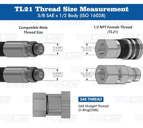 Image of 5 /8 inch SAE (TL21-M) Flat Face Hydraulic Quick Connect Male Coupler Plug Skid Steer Bobcat with Dust Cap, 1 /2 body ISO 16028