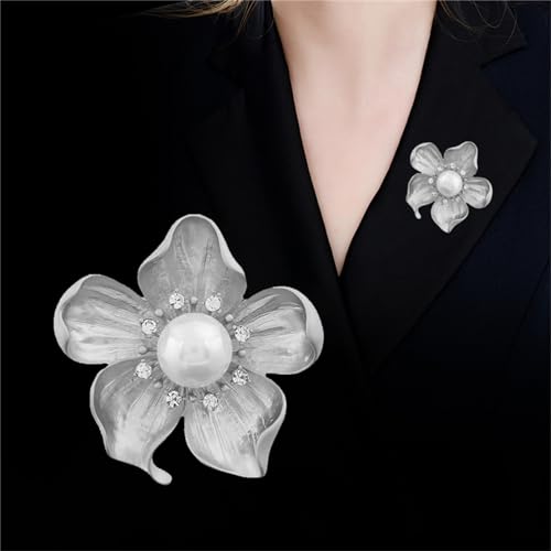 Image of WCRAZYE Yellow Flower White Pearl Brooch for Women Girls - Gold Autumn Flower Pins for Mother, Wife, GF - Wedding, Bridal, Bouquet, Party Charm - Christmas, Valentine's Day