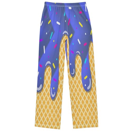 Boy's Pants Steel Blue Ice Cream Jogger Pants Elastic Waist Long Bottoms Trousers with Pockets 6-14 Years - Main Image