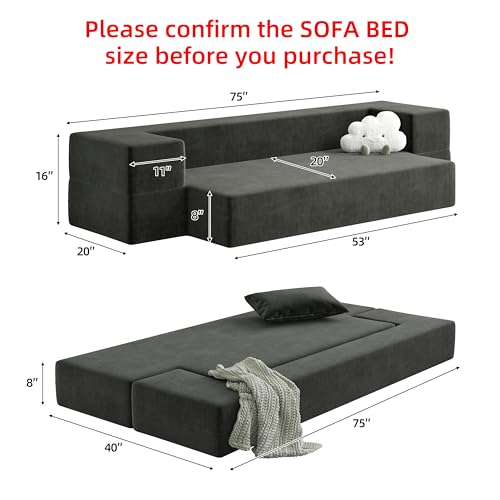 Luoxiao Folding Futon Sofa Bed 2-in-1 Convertible Floor Couch の商品画像 1