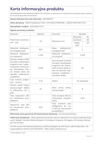 Bauknecht BUO 3O41 PLT X Unterbau-Geschirrspüler 60 cm /14 Maßgedecke /10 Standardprogramme und 1 Sensorprogramm/PowerClean/ActiveDry/Besteckschublade/Vollwasserschutz