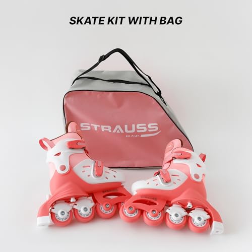 Image of Strauss Convertible (Inline /Roller) Skates | Size S adjustable 17-21.5 cm | LED Light Wheels | Skates for Boys & Girls | No tools required | Detachable Liner for Cleaning | With Brakes | EU 31-34 Size