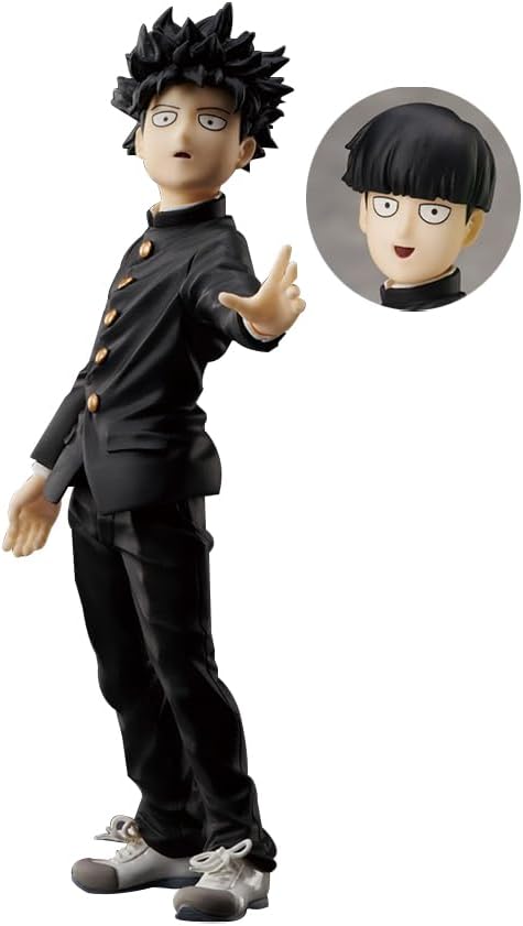 YLQANONG Mob Kageyama Shigeo Figures Interchangeable Heads Mob Anime Figure Statues PVC Anime Action Figurine 6.3IN