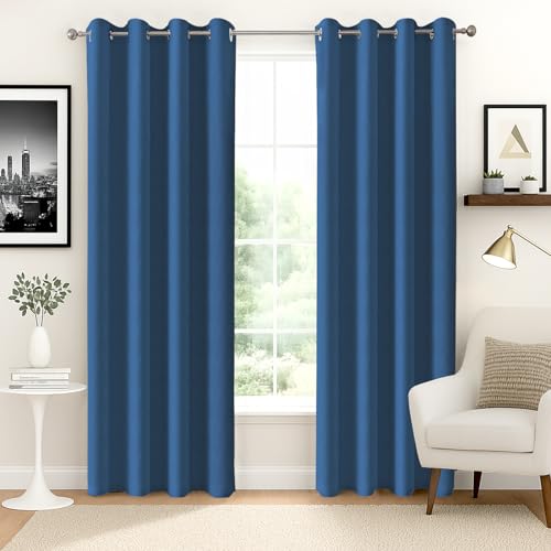 Image of Homestan 90% Blackout Door Curtains 8 Feet Long Set of 2, Room Darkening Parda with Grommet Design for Home Decor (8x4 Feet, Royal Blue)
