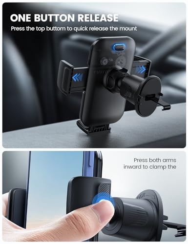 Lamicall Car Phone Holder Vent - [Thick Cases Friendly] Wider Clamp & Metal Hook, Phone Holders for Your Car Mount Automobile Hands Free Cradle Air Vent for iPhone 17 16 15 14 Pro Max All Smartphone