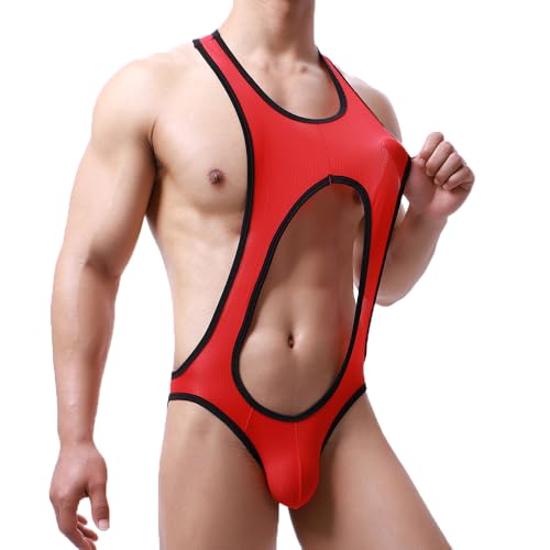 Mens Bodysuit Thong G-string Leotard Mesh Wrestling Singlet Jumpsuit Underwear Base Layers4