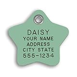 LuckyPet Plastic Pet ID Tags - Dog Personalized IDs - Durable Engraved Name Noiseless Tag - Suitable for Dogs and Cats - Outlasts Most Aluminum Tags - Large, Mint Star
