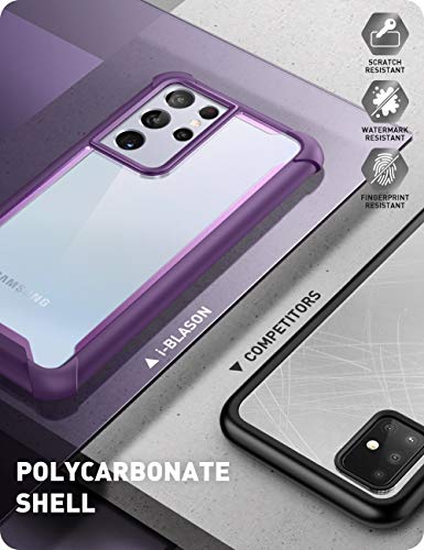 Image of i-Blason Ares Series Designed for Galaxy S21 Ultra 5G Case Cover (2021 Release), Rugged Clear Bumper Cover Case without Screen Protector (Purple)