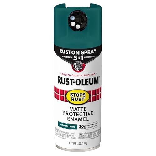 Image of Rust-Oleum Stops Rust 5-in-1 Spray Paint, Matte Northern Lights Green | Rust Preventive Protective Enamel, Multi Surface (Metal, Wood and More), Adjustable Dial for Better Control, Fast Dry