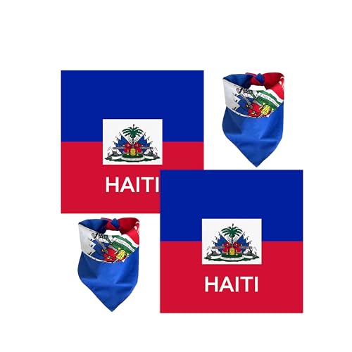 WEITBF 2 Pack Haiti Flag Bandana Haitian Scarf Bandanas Headband - 100% Cotton 22 x 22 inch