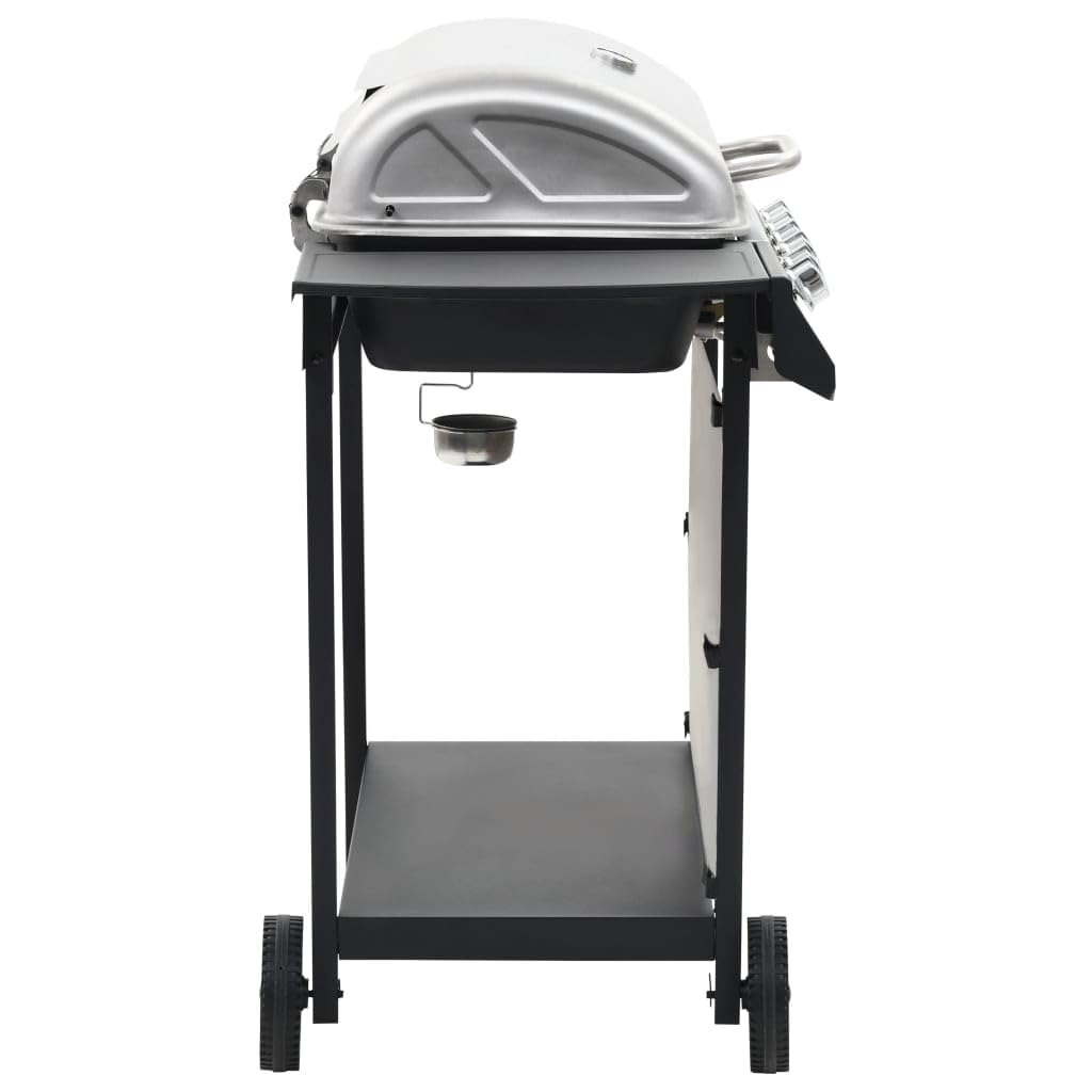 Barbecue a gas con 6 fiamme, in acciaio inox, stazione barbecue da giardino con termometro, 12 kW, superficie di cottura 63,5 x 37,5 cm, per terrazza e giardino