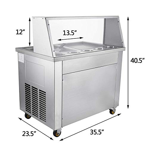 Gebratene Eismaschine Doppelpfanne Gebratene Eismaschine Edelstahl 1060W Mit 5 Eimern Joghurt Für Bars Cafés Hotel – Bild 3