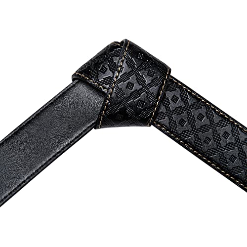 Image of Dubulle Designer Men's Belts, Ratchet Leather Sliding Buckle Dress Belt | 1 3 /8 inch(3.5cm) Genuine Leather Adjustable Strap, Automatic Ratcheting Buckles, Gift‑Boxed, Trim to Fit, for Business Casual