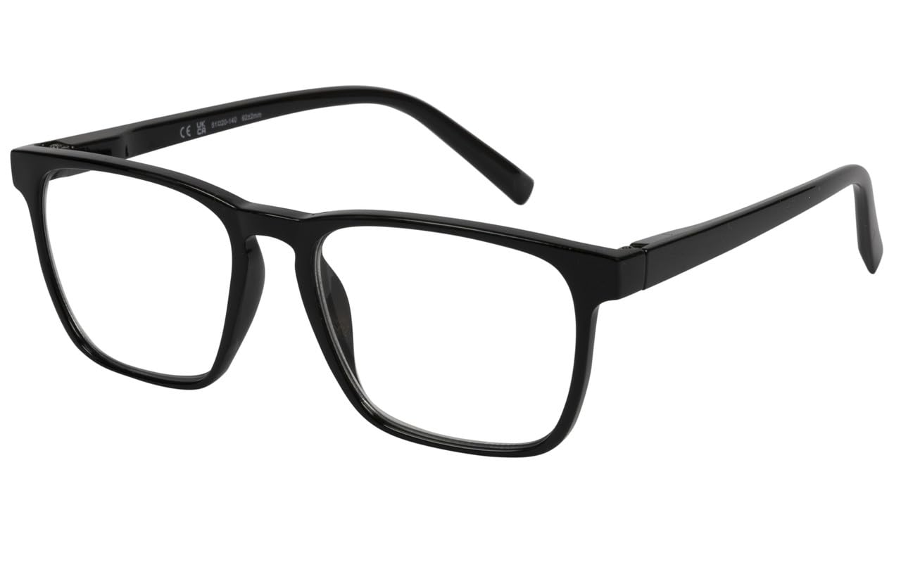 I-Sential Reading Glasses Large Lens with Case Spring Hinges Designer Style for Men Women Ladies Readers Black 2.0 - Image 3