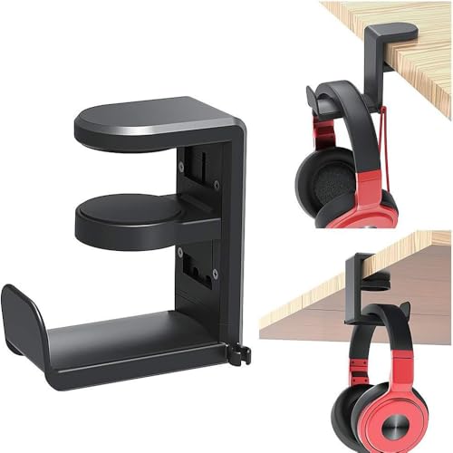 Black Multi-Functional 360° Rotatable E-Sports Bluetooth Over-Ear Headphone Clamp-on Desk Hanger – Punch-Free Table Clip Hook for Thoughtful Under-Desk Storage miniatura 4