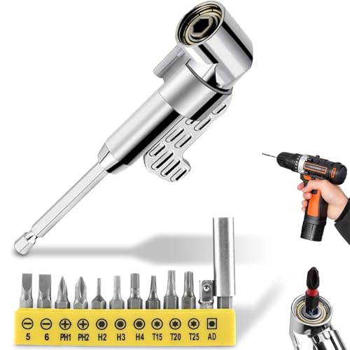 105度 直角ドリルアダプター 12点セット 多機能曲がりドライバービット 六角ドライバーソケットレンチ 1/4インチ ソケットアダプター L型アダプター 磁気ビットソケット対応 家庭用作業向け (長い)