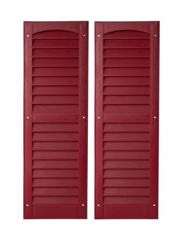 Outdoor Hardware Supply, 2 Pack, Louvered Shed Shutter or Playhouse Shutter Brick Red 9' X 27'