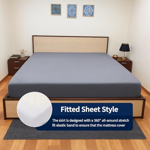 Image of Waterproof Soft Non-Woven Mattress Protector for Bed in Size 30 inchx72 inch |Breathable Elastic Fitted Mattress Cover for 10-Inch Deep Mattresses - Grey