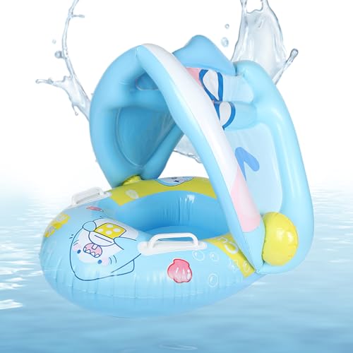 Flotador para Bebés con Sombrilla | Flotador Infantil con Sombrilla,Aro Acuático con Protección Solar y Asiento para Niños y Niñas de 6 a 36 Meses